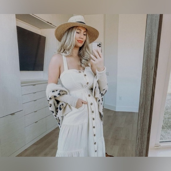 NWT Free people “Catch The Breeze” midi/maxi Dress in ivory, size med (runs big) - Picture 8 of 15